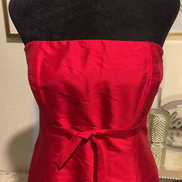 Simple Silhouettes Red Silk Cocktail Dress Strapless Size 8 - Picture 4 of 6